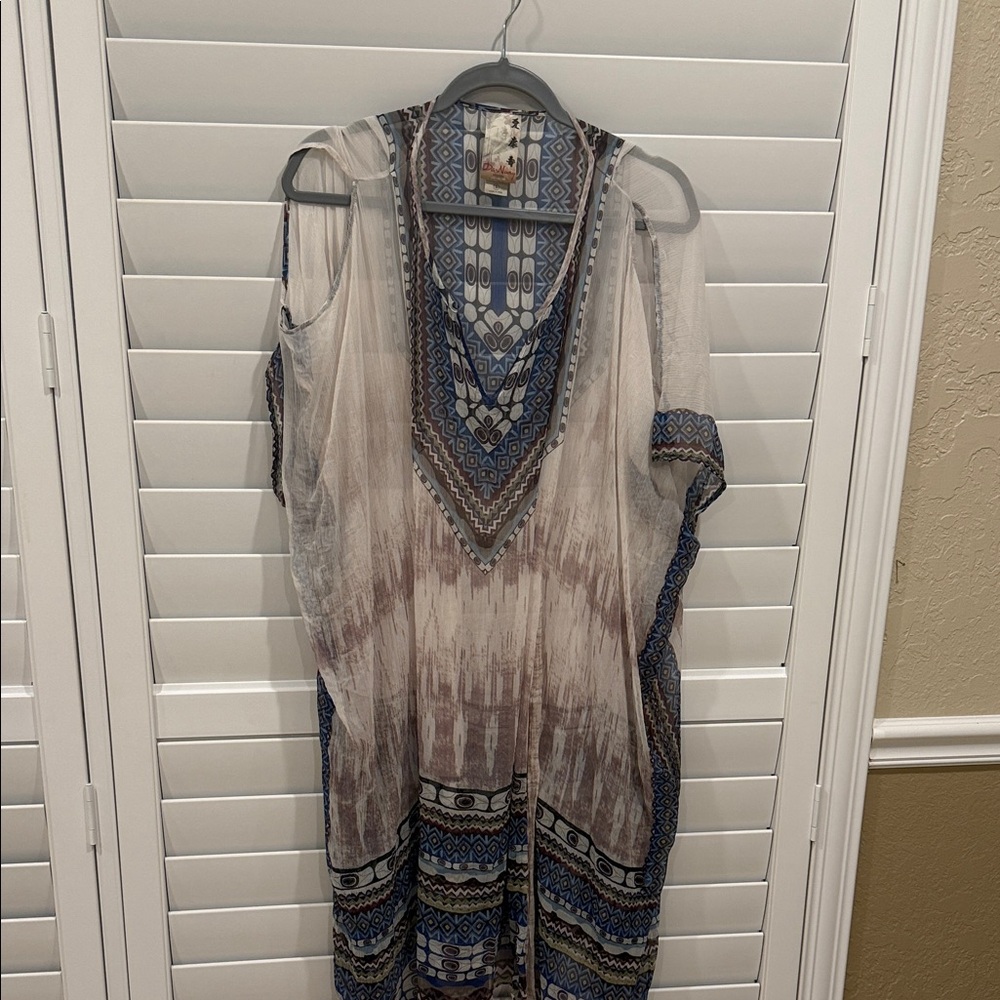 Da-Nang Patterned Sheer Kaftan 100% silk